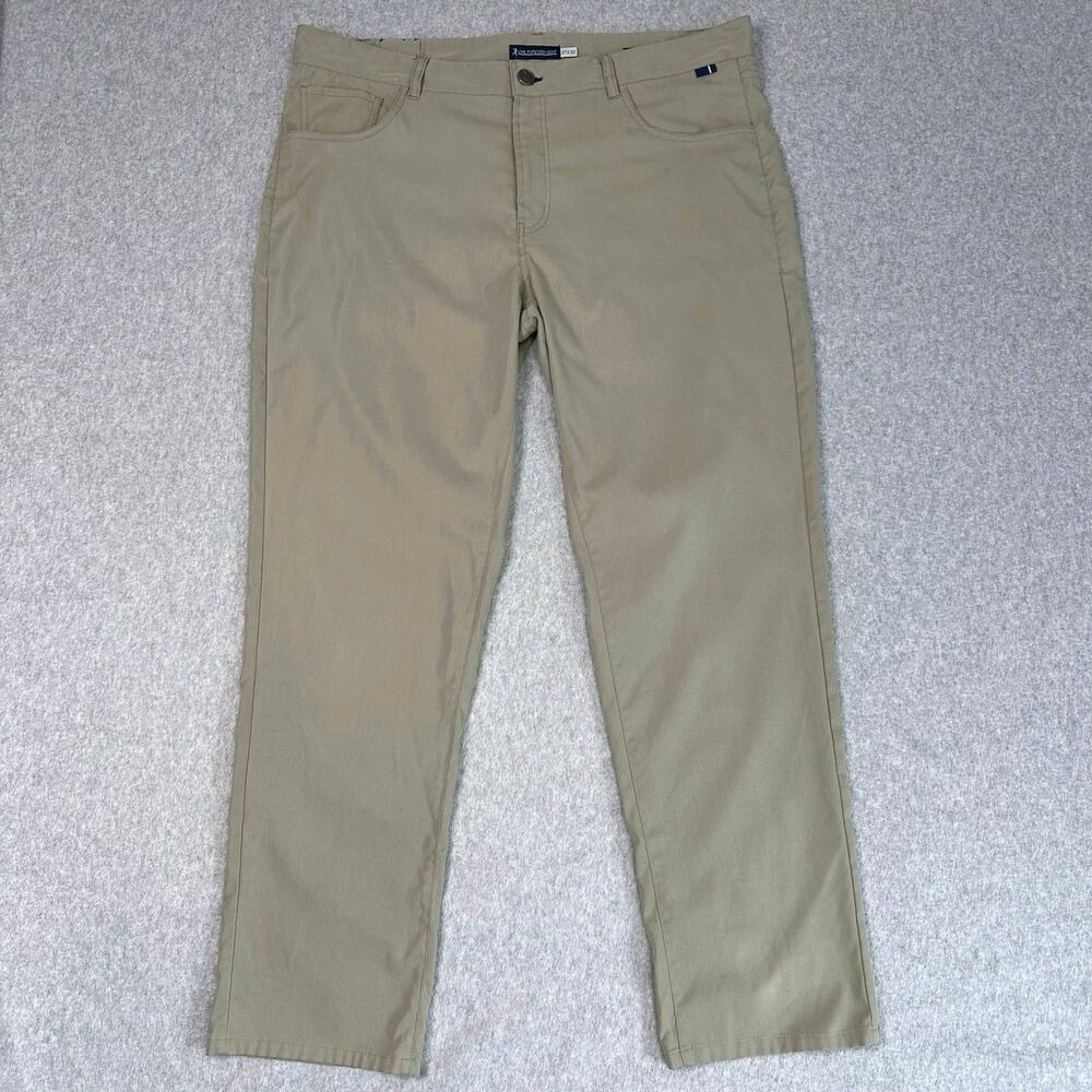 Live Forever Golf Performance Pants Men's 37X32 Green 5Pocket Lightweight Sporty